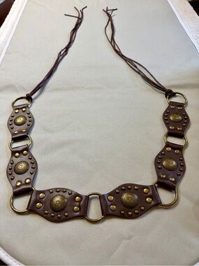 Boho Rivet Faux Leather Waist Belt - Brown